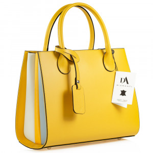 Geanta dama din piele naturala DiAmanti Franca Giallo